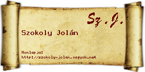 Szokoly Jolán névjegykártya
