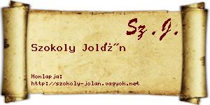 Szokoly Jolán névjegykártya