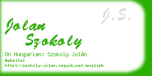 jolan szokoly business card